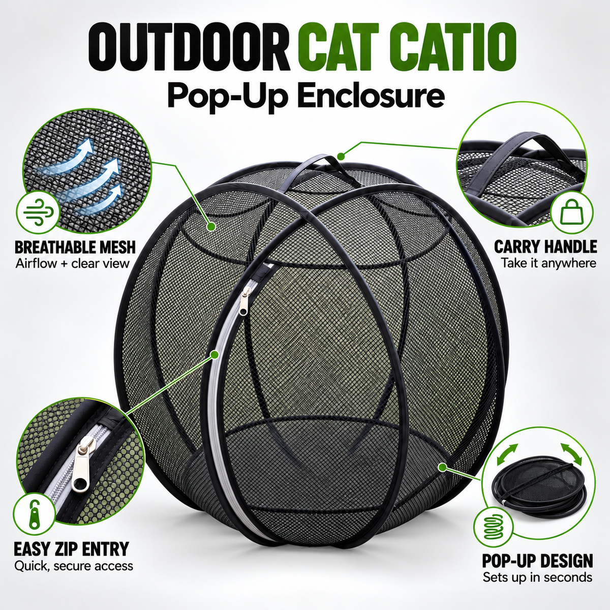 360° Panoramic Rolling Cat Playpen