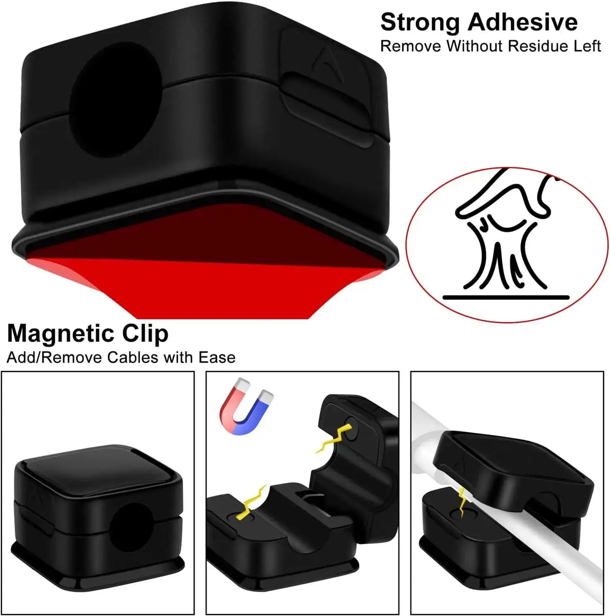 Magnetic Cable Clip Holder (6-Pack)